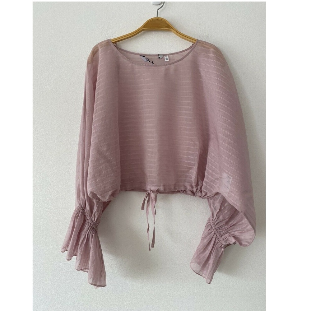 & Other Stories Cropped Bell Sleeve Blouse Size 8